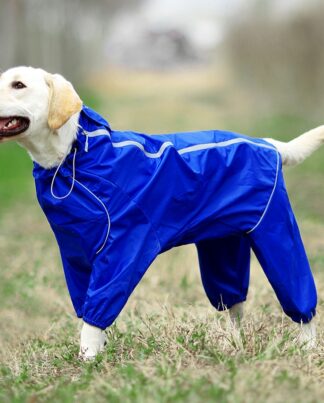 Pet Dog Raincoat Reflective Waterproof Zipper Clothes High Neck Hooded Jumpsuit For Small Big Dogs Overalls Rain Cloak Labrador