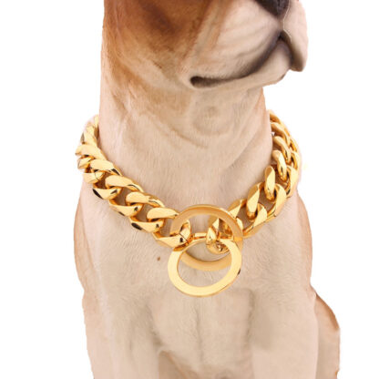 15mm Metal Dogs Training Choke Chain Collars for Large Dogs Pitbull Bulldog Strong Silver Gold Stainless Steel Slip Dog Collar