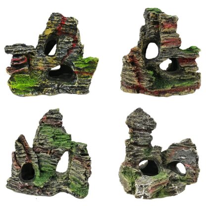 Ueful 1pc Creative Resin Rockery Aquarium Ornament Simulation Mountain Cave Fish Tank Landscape Decoration