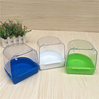 AHUAPET Bird Bath Bathtub Bath Box Bird Cleaning Tool Cage Accessories Parrot Bath Transparent Plastic Hanging Tub Shower E