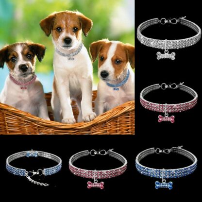 Exquisite Bling Crystal Dog Collar Diamond Puppy Pet Shiny Full Rhinestone Necklace Collar Collars For Pet Little Dogs Supplies