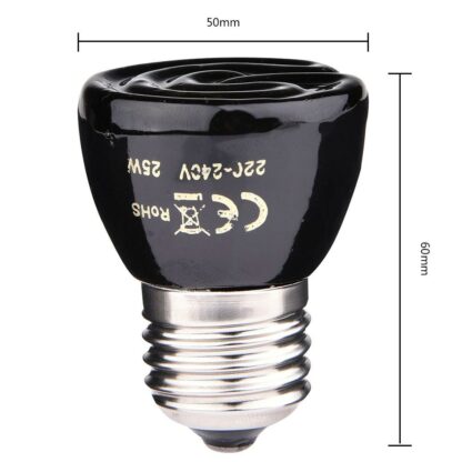 E27 Pet Heating lamp Black Infrared Ceramic Emitter Heat Light Bulb Pet Brooder Chickens Reptile Lamp 25W 50W 75W 100W 220-240V