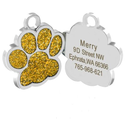 Personalized Dog Tags Engraved Cat Puppy Pet ID Name Collar Tag Pendant Pet Accessories Bone/Paw Glitter