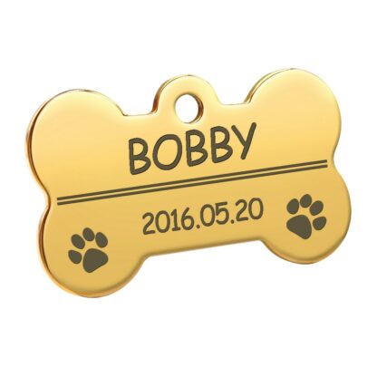 Personalized Dog Tags Engraved Cat Puppy Pet ID Name Collar Tag Pendant Pet Accessories Bone/Paw Glitter