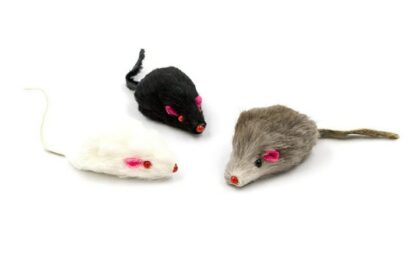 usd0.35/pc Mice Toys Mouse Real Fur Mixed Loaded Toys Black and White for Pet Cat Kitty Kitten with Sound Squeaky Toys for Cats