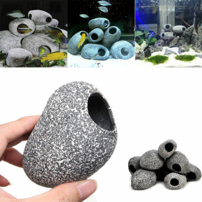 1pc Aquarium Cichlid Stone Ceramic Rock Cave Aquarium Fish Tank Pond Shrimp Breeding Ornament Decor Accessory Decorative Marbles