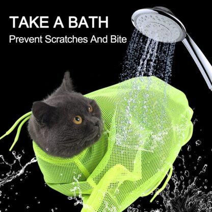 Pet Soft Cat Grooming Bag Adjustable Multifunctional Polyester Cat Washing Shower Mesh Bags Pet Nail Trimming Bags