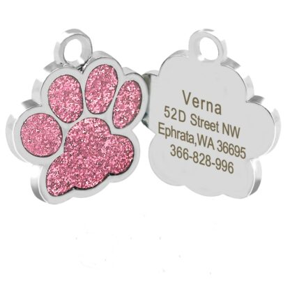 Personalized Dog Tags Engraved Cat Puppy Pet ID Name Collar Tag Pendant Pet Accessories Bone/Paw Glitter