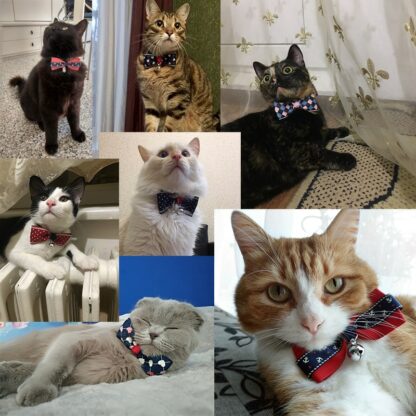Cute Bow Tie Bell Pet Collars For Small Medium Cats Adjustable Lovely Necklace Soft Safety Bowknot Kitten Cat Puppy Dog Collar