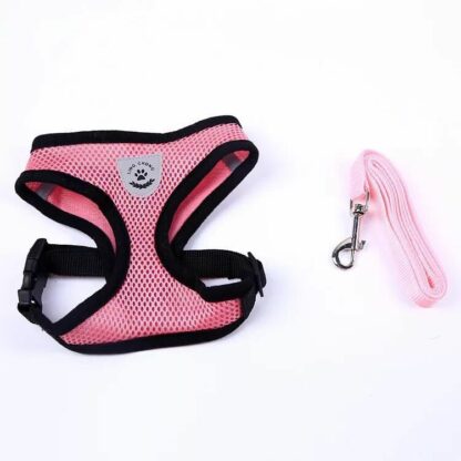 Cat Dog Adjustable Harness Vest Walking Lead Leash For Puppy Dogs Collar Polyester Mesh Harness For Small Medium Dog Cat Pet