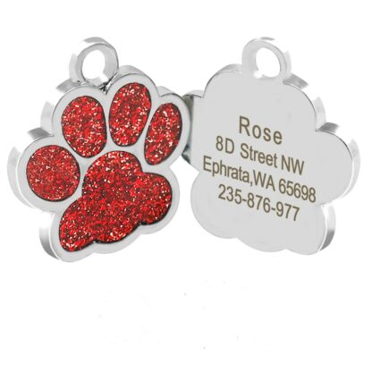 Personalized Dog Tags Engraved Cat Puppy Pet ID Name Collar Tag Pendant Pet Accessories Bone/Paw Glitter