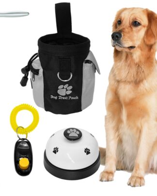 Pet Dog Training Clicker + Treat Pouch Bag and Bell Toy Set Puppy Snack Reward Waist Bag Pet Dog Training Supplies Equipment