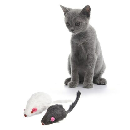 12PCS Cat Toy Mouse Real Fur Mixed Loaded Black White Mouse Toys Cat Teaser Kitty Kitten Funny Sound Squeaky Toys for Cats