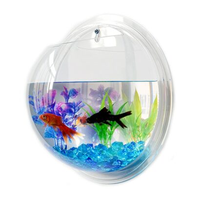 Pinsjar Acrylic Plexiglass Fish Bowl Wall Hanging Aquarium Tank Aquatic Pet Products Wall Mount Fish Tank for Betta fish