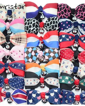 Cute Bow Tie Bell Pet Collars For Small Medium Cats Adjustable Lovely Necklace Soft Safety Bowknot Kitten Cat Puppy Dog Collar