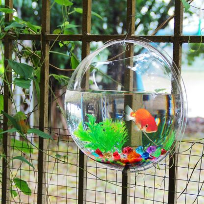 Pinsjar Acrylic Plexiglass Fish Bowl Wall Hanging Aquarium Tank Aquatic Pet Products Wall Mount Fish Tank for Betta fish