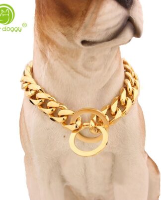 15mm Metal Dogs Training Choke Chain Collars for Large Dogs Pitbull Bulldog Strong Silver Gold Stainless Steel Slip Dog Collar