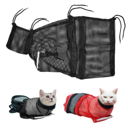 Mesh Cat Grooming Bath Bag Cat Supplies Washing Bags For Pet Bathing Nail Trimming Injecting Anti Scratch Bite Restraint