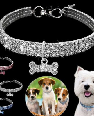 Exquisite Bling Crystal Dog Collar Diamond Puppy Pet Shiny Full Rhinestone Necklace Collar Collars For Pet Little Dogs Supplies