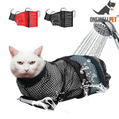 Mesh Cat Grooming Bath Bag Cat Supplies Washing Bags For Pet Bathing Nail Trimming Injecting Anti Scratch Bite Restraint