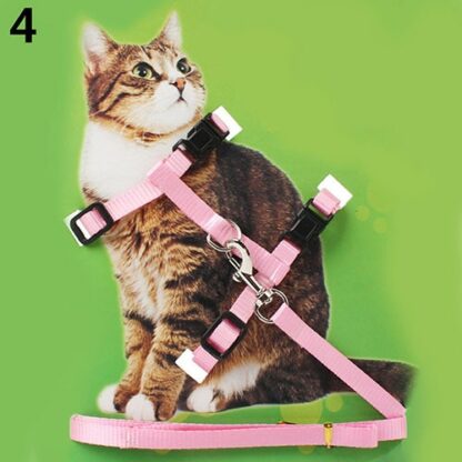 Adjustable Nylon Cat Collar Puppy Pet Harness Collar Lead Leash Traction Safety Rope for Cats