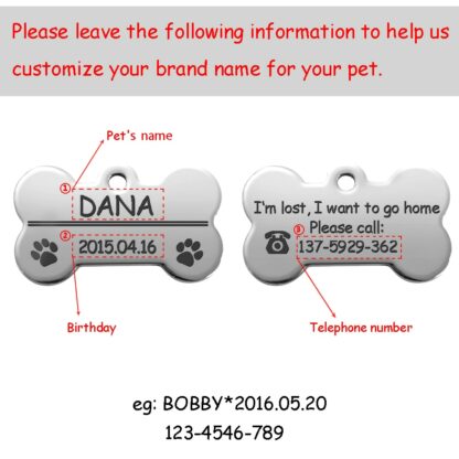 Personalized Dog Tags Engraved Cat Puppy Pet ID Name Collar Tag Pendant Pet Accessories Bone/Paw Glitter