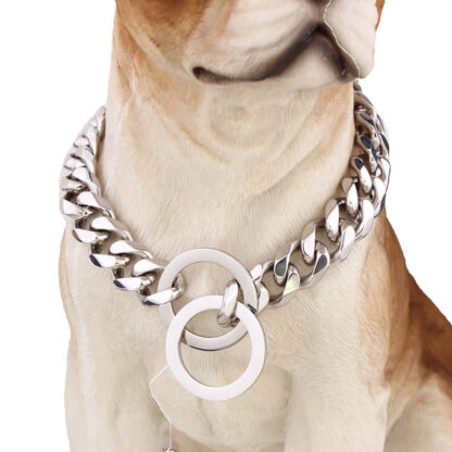 15mm Metal Dogs Training Choke Chain Collars for Large Dogs Pitbull Bulldog Strong Silver Gold Stainless Steel Slip Dog Collar