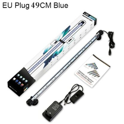 Waterproof LED Aquarium Lights Fish Tank Light Bar Blue/White 19/29/39/49CM Submersible Underwater Clip Lamp Aquatic Decor EU