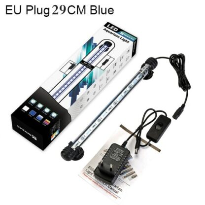 Waterproof LED Aquarium Lights Fish Tank Light Bar Blue/White 19/29/39/49CM Submersible Underwater Clip Lamp Aquatic Decor EU