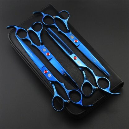 Purple Dragon 7.0 Inch Professional Pet Scissors For Dog Grooming High Quality Straight & Thinning & Curved Shear 4pcs/Set